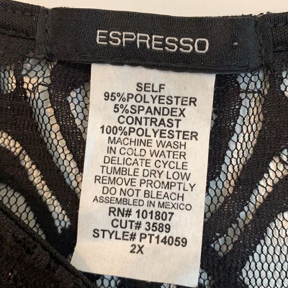 Expresso Size 2X Sleeveless top with velvet look.  Black & gray/silver - Picture 3 of 5